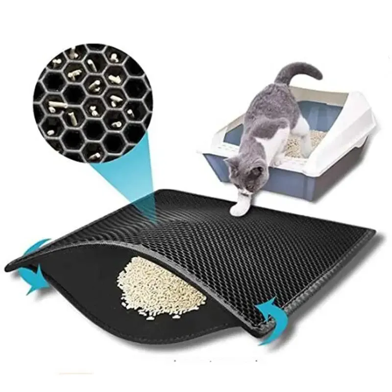 Mats Cat Litter Mat Double Layer Waterproof Urine Proof Trapping Mat 1 Pack NonSlip Cat Litter Mat For Clean And Tidy Environment