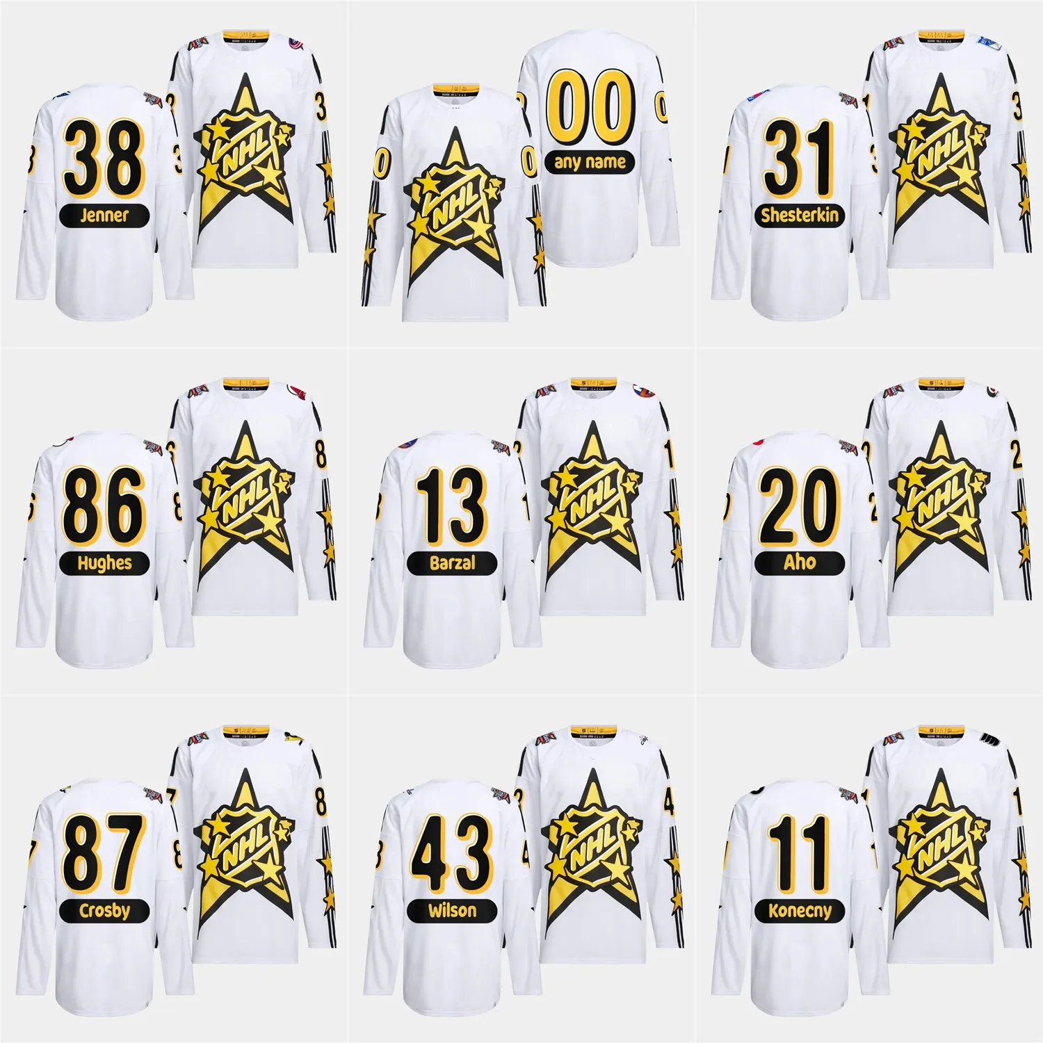 2024 All Star Game Hockey Jersey Brad Marchand David Pastrnak Connor McDavid Auston Matthews Jack Hughes William Nylander Sidney Crosby DeBrincat Matthew Tkachuk