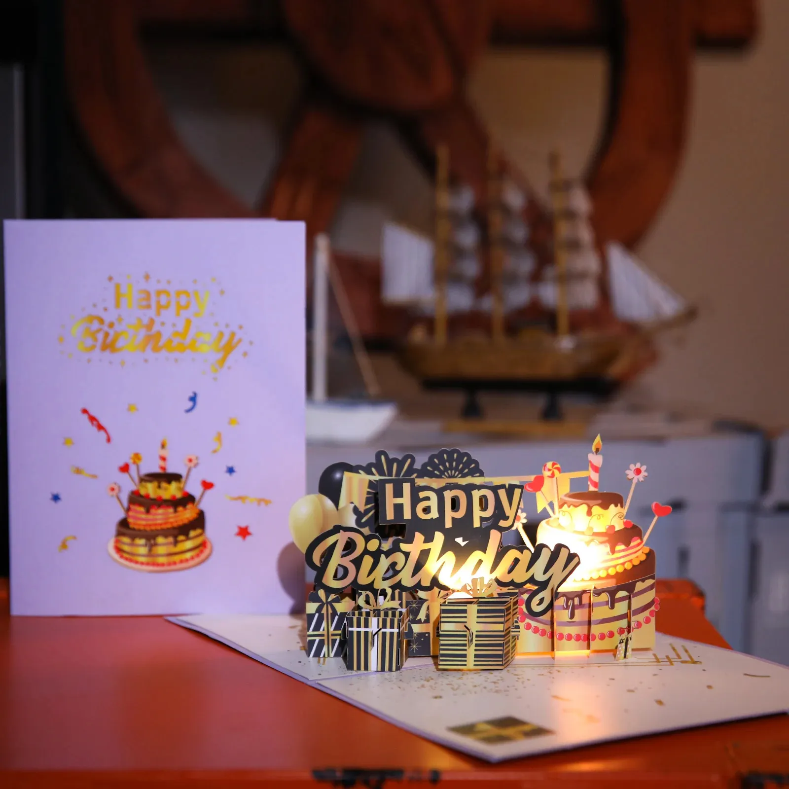 3D Birthday Cards Musical Pop Up Greeting Card With LED Light And Music ...