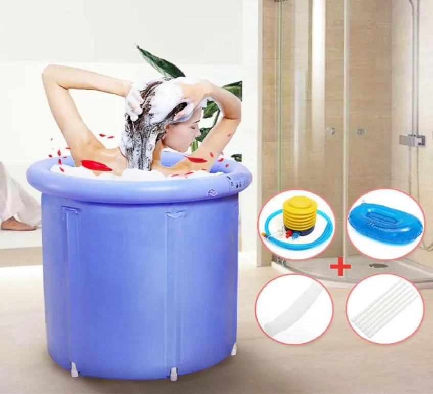 Vasca da bagno gonfiabile all'aperto Vasca da bagno portatile in plastica in PVC pieghevole con acqua, vasca da bagno per massaggi spa per adulti o bambini regolabile6624746