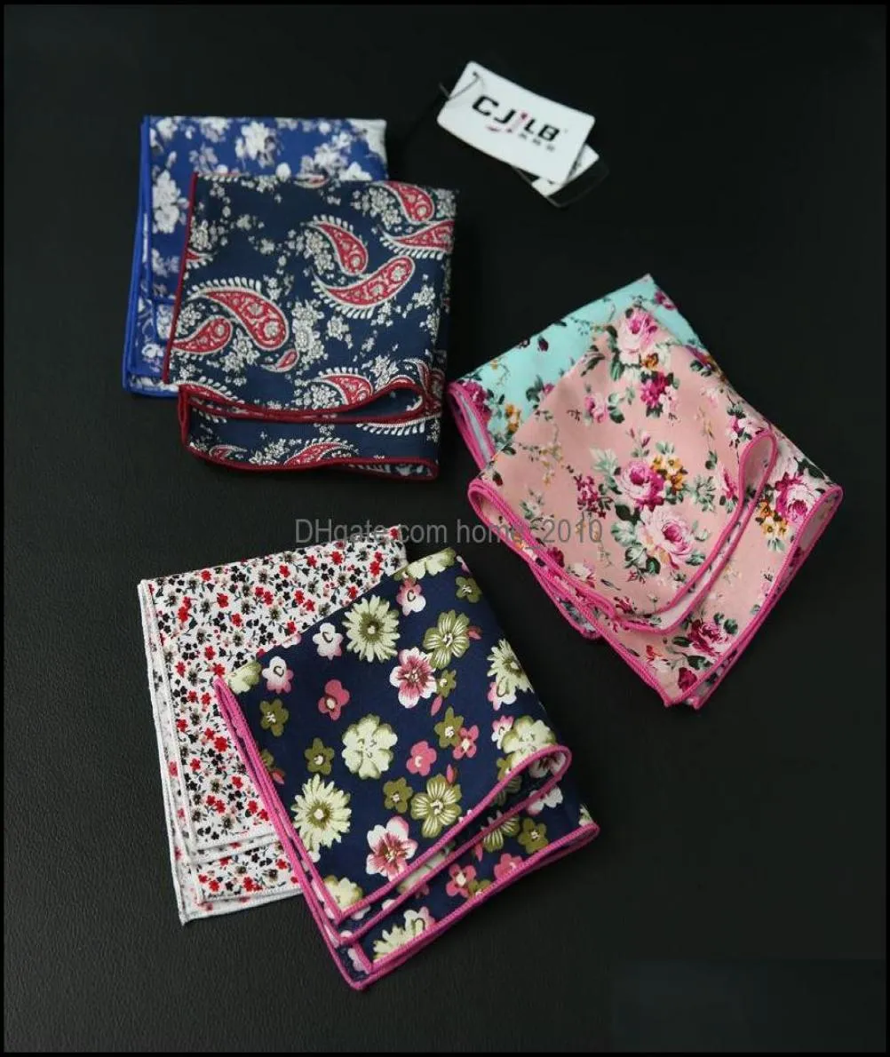 Presidential Pocket Square Handkakor 10st Lot 27Colors Valbara koreanska modedesigner Mens Print Flower Cotto9687008