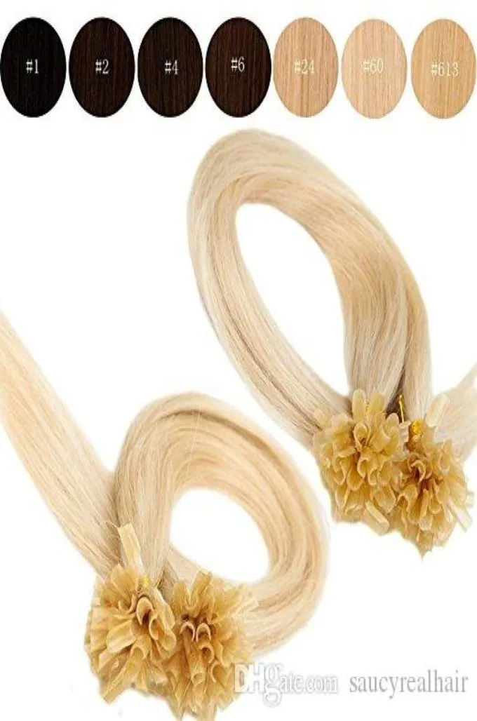 Zijdeachtig Recht 200g Prebonded Italiaanse Keratine Nagel Tip U tip haar Fusion Indian Remy Human Hair Extensions1g streng 120390393687299