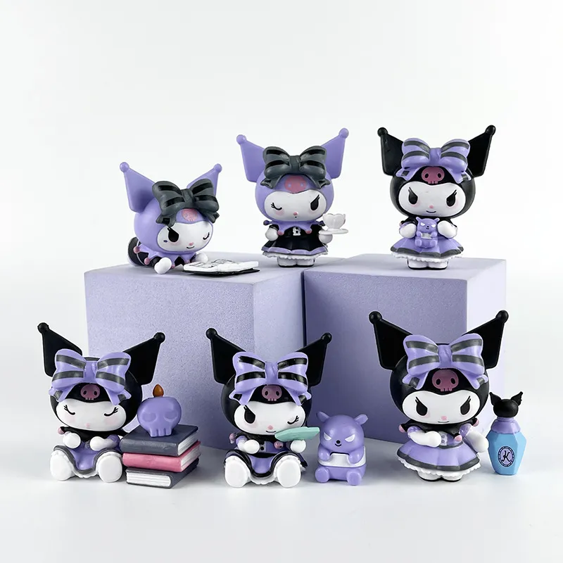 Factory wholesale 6 styles 7cm kuromi figure model anime peripheral ornaments gifts children's favorite toys