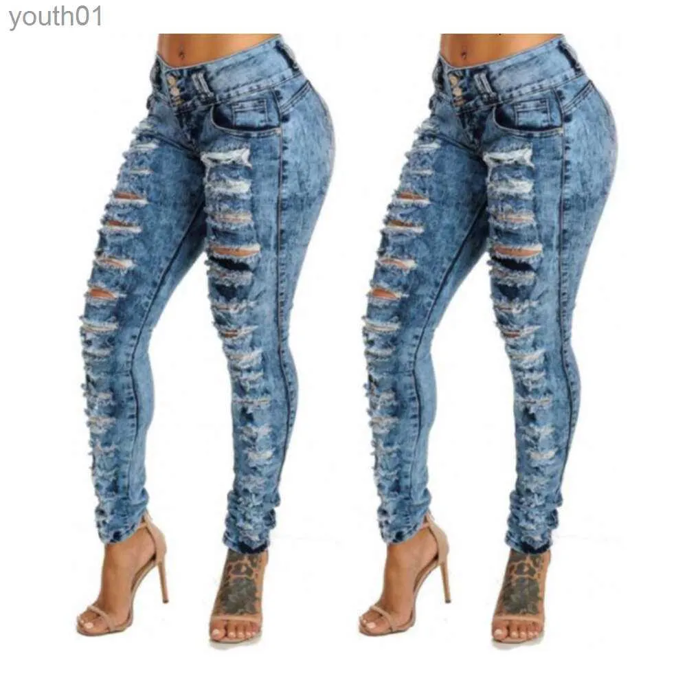 Damenjeans New Distressed High Waisted und Small Jeans Clothing 240304