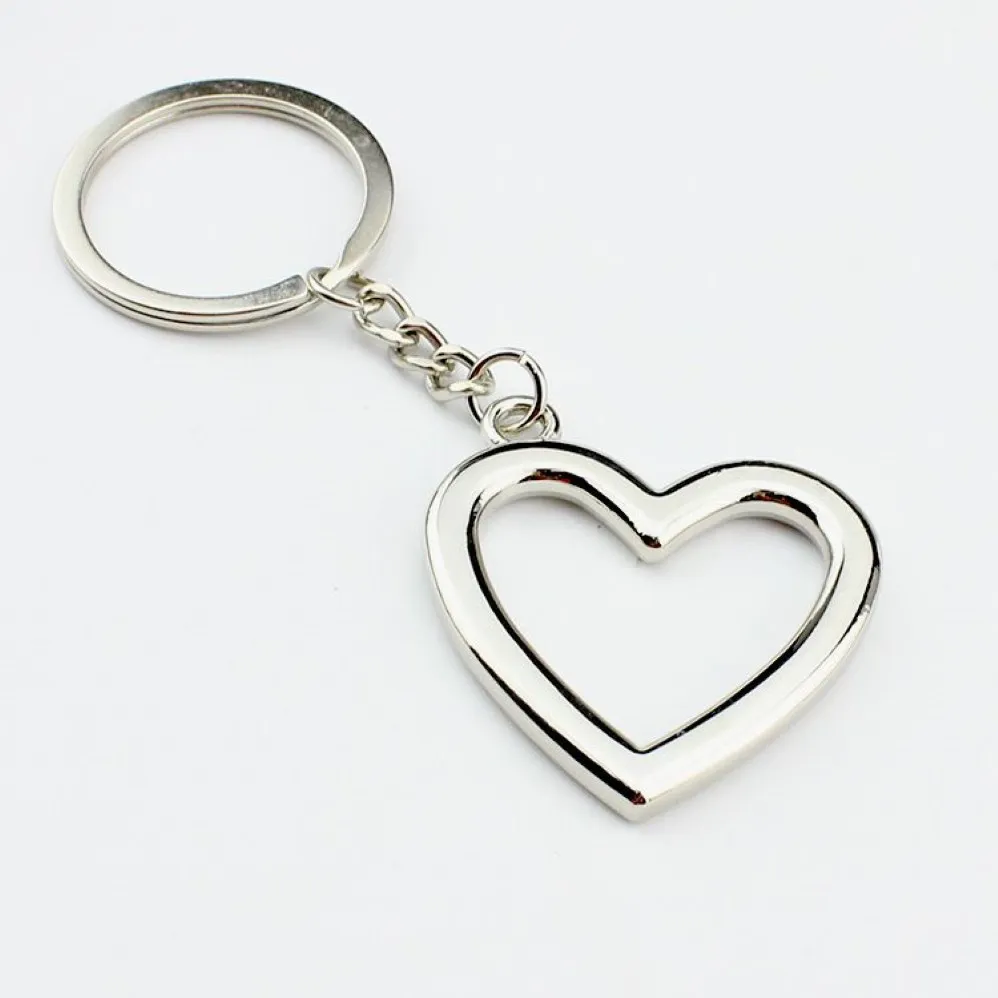 100pcs lot New Novelty Zinc Alloy Heart Shaped Keychains Metal Keyrings For Lovers 287V