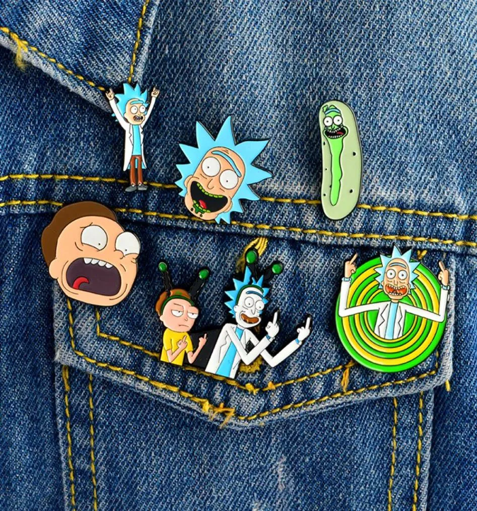 Funny Cartoon Universe Adventure Badge Crazy Scientist Enamel Pins Pickle Cartoon Brooch Lapel Pin Brooches Gift Fans Whole9757086