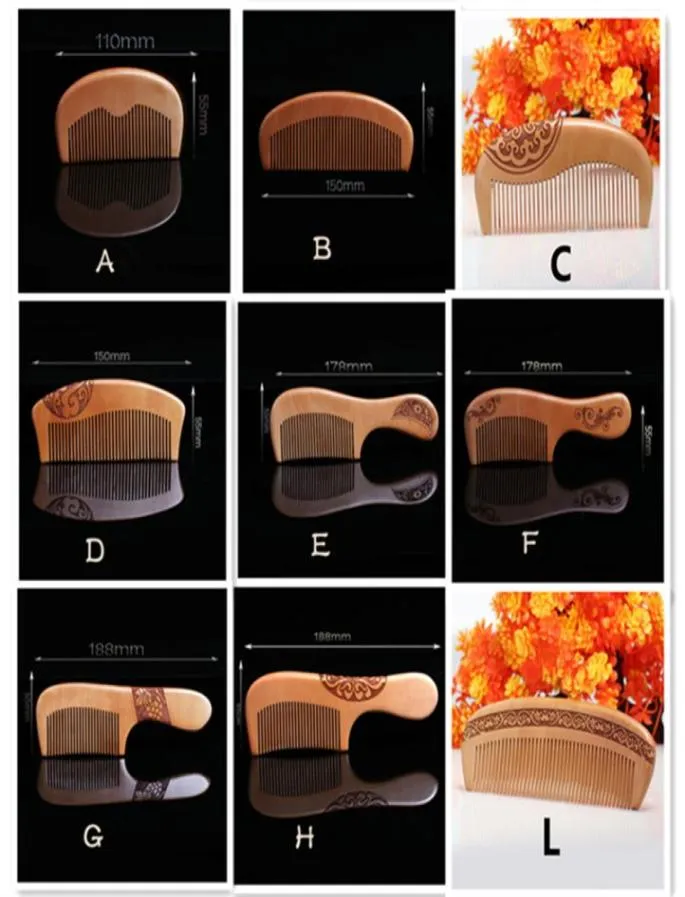 Pettine in legno pesca naturale Spazzola per capelli massaggiatore antistatico per la testa Spazzole per assistenza sanitaria Logo personalizzato2470450