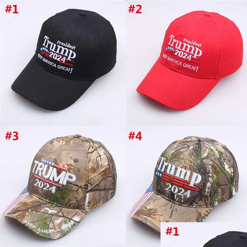 Party Hats Trump 2024 Camouflage Cap broderad baseballhatt med justerbar rem Drop Delivery Home Garden Festive Supplies DHW38