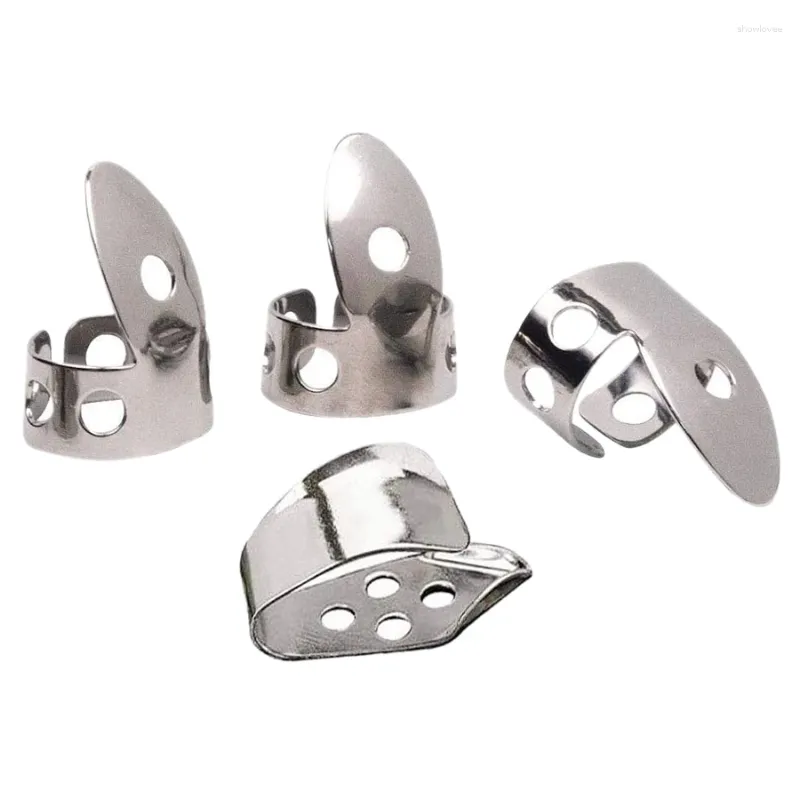 Tigelas 4pcs metal polegar dedo guitarra picaretas de aço inoxidável para banjo ukulele acústico