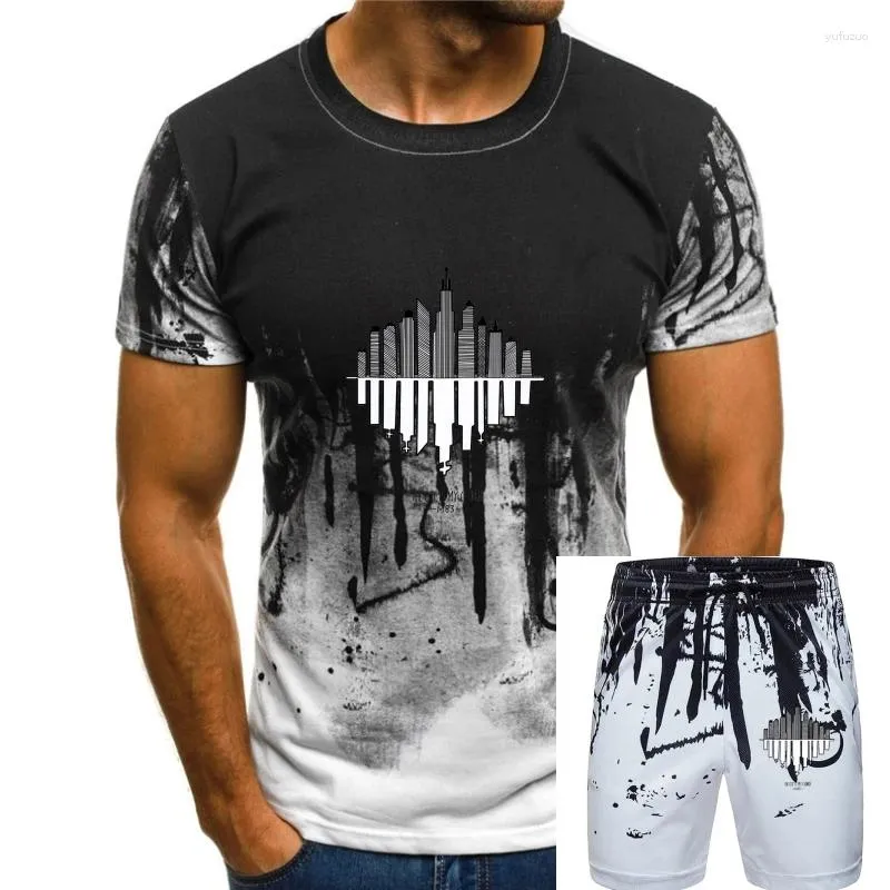 Survêtements pour hommes T-shirts de mode Slim Fit O-Cou Hommes M83 Bande T-shirt à manches courtes Gris