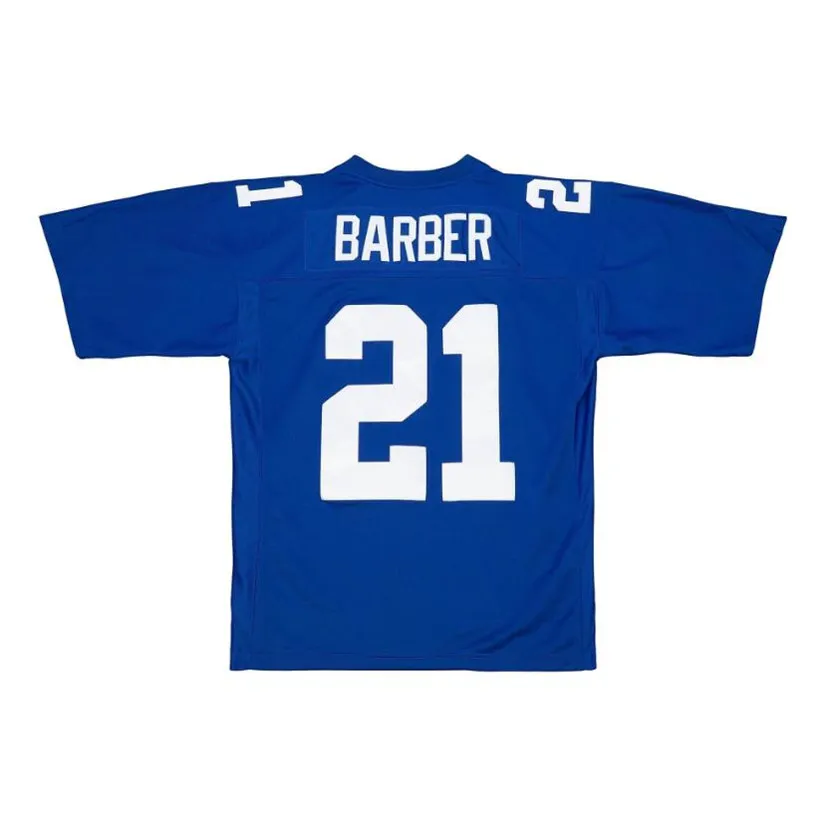 Maillot de football cousu 21 Tiki Barber 80 Jeremy Shockey 2005 bleu blanc maille rétro maillots de rugby hommes femmes jeunesse S-6XL