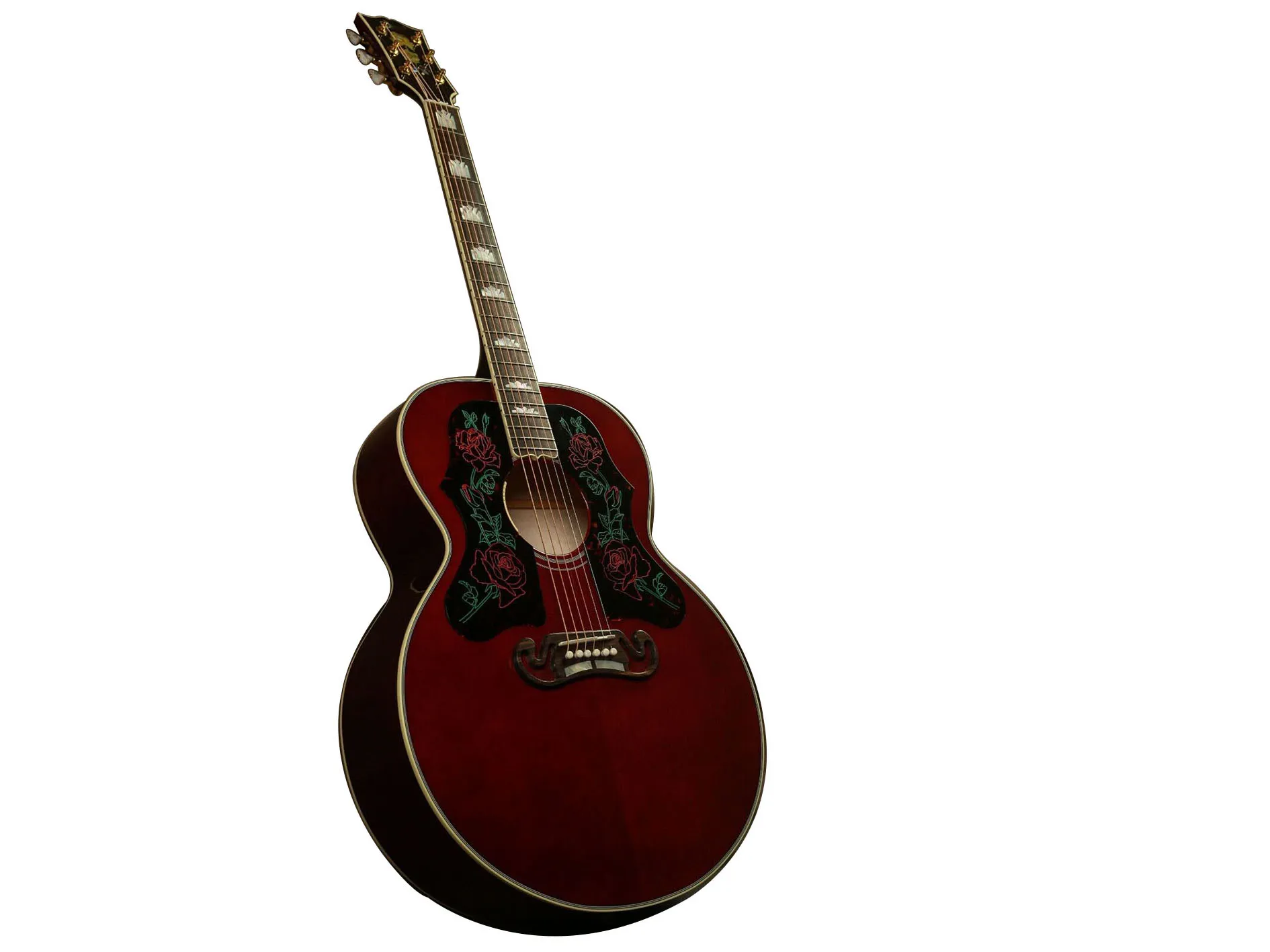 SJ200 Double Rose Guitare Acoustique Personnalisée Rouge