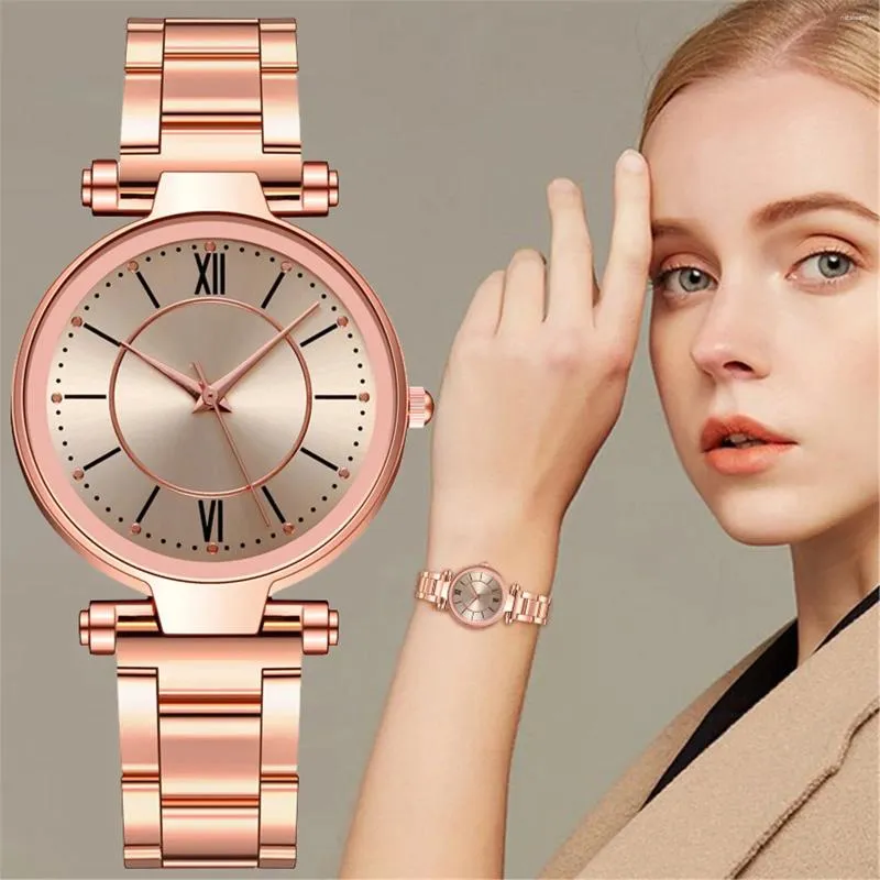 Horloges 2024 Horloge Voor Dames Prachtige Luxe Rose Goud Legering Band Fijne Ketting Dames Quartz Dames Relogios Feminin