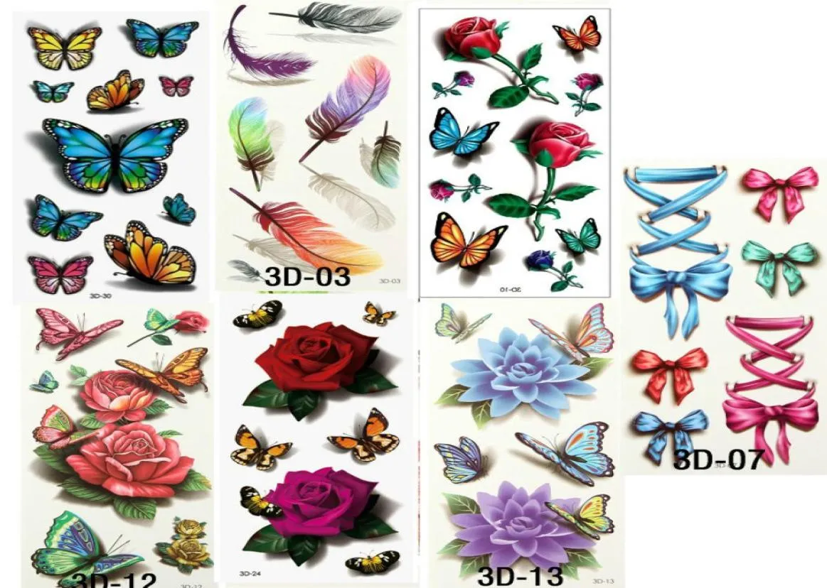 7PCS Beautiful Cute Water Transfer Tattoos Body Art Makeup Cool 3D Waterproof Temporary Tattoo Stickers For Girls Man4893830