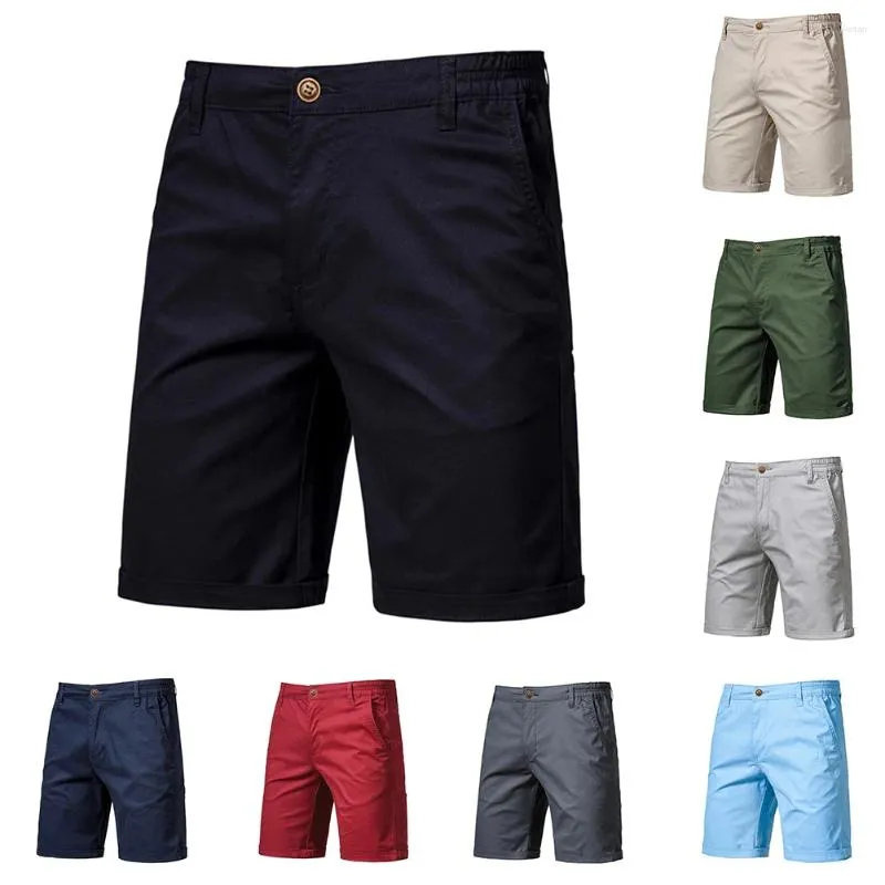 Herren-Shorts, einfarbig, für Herren, Freizeit, Business, Soziales, elastische Taille, Luxus-Stretch, Strand, S-2XL