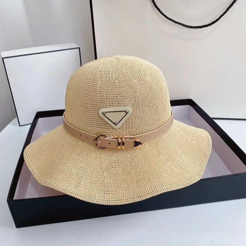 Durable Beach Straw Hats Woman Summer Vintage Outdoor Sun Protection Designer Cap Solid Color Breathable Caps Bandage Wide Brim Br296K