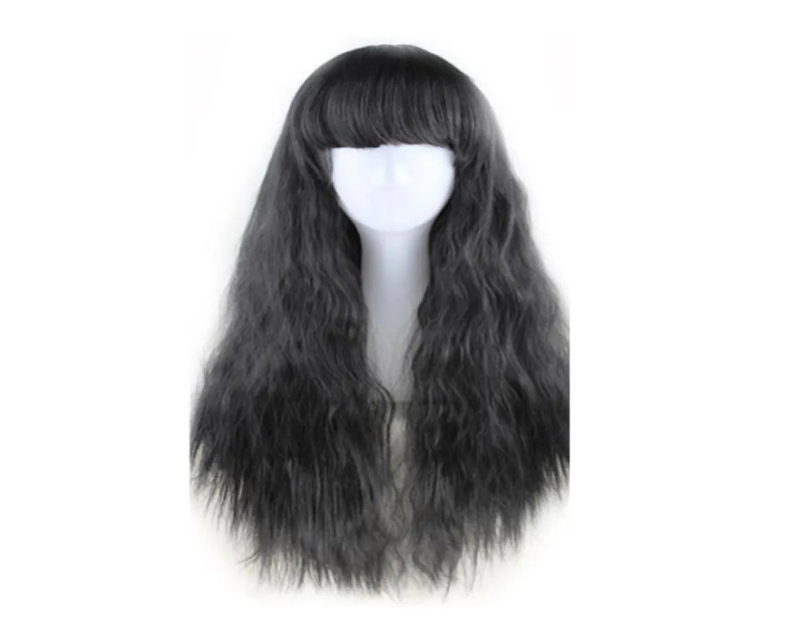 Woodfestival Corn Perm Fluffy Fiber Wig Women Natural Wigs Kinky Curly Hair Heat Motent Long Wig Cosplay Black Bourgogne Brown2615878