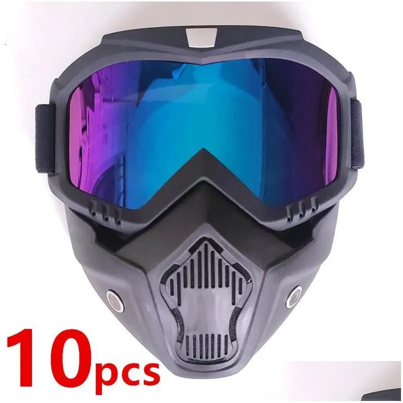 Lunettes de plein air 2/5 / 10pcs Cyclisme Équitation Motocross Lunettes de soleil Ski Snowboard Masque Lunettes Tactique Coupe-vent Moto Lunettes Masques Dhnkz