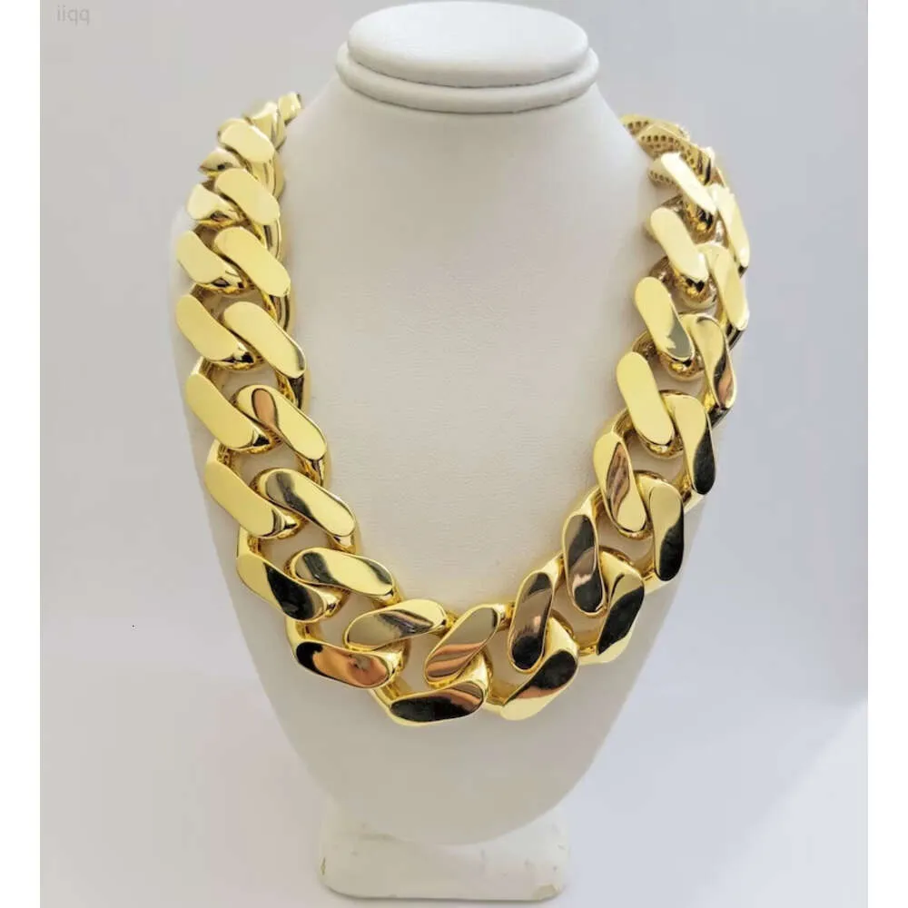 Big Guy Real 10k Gold 24mm Width Monaco Hollow Sparkling Miami Cuban Link Chain