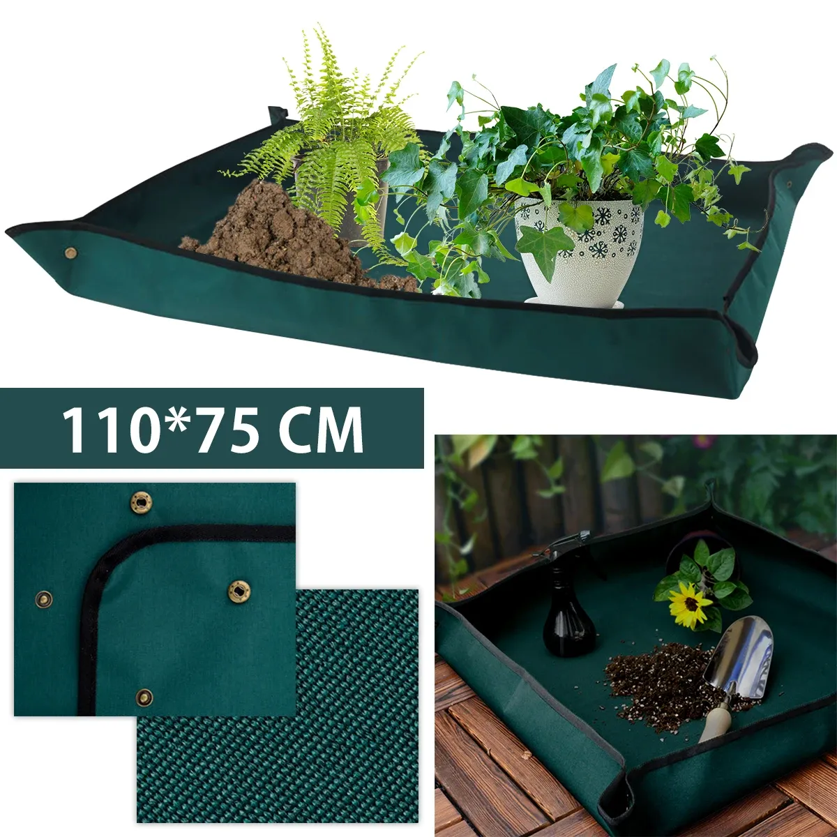 キット110x75cm植え付けマットオックスフォード布植物リポッティングマット折りたたみ可能な防水ガーデニングポッティングパッド植木鉢移植マット