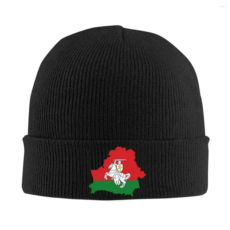 Bérets Histoire Emblème National De La Biélorussie Fierté Bonnet Unisexe Hiver Chaud Bonnet Femme Tricot Chapeaux Mode Skullies Bonnets Chapeau