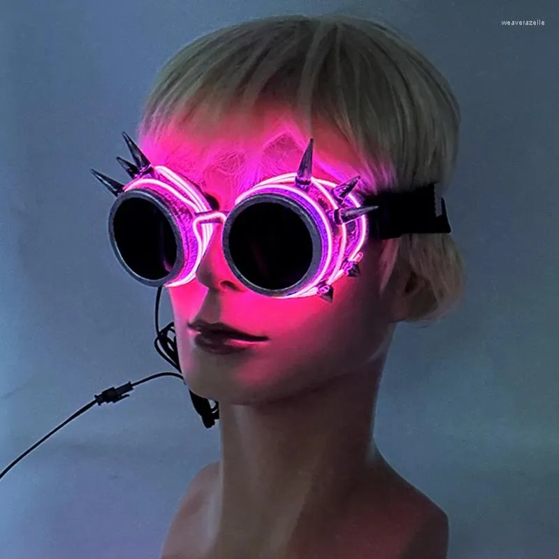 Lunettes de soleil lumineuses, LED Steampunk avec lumières, fournitures de discothèque, accessoires de lunettes néon