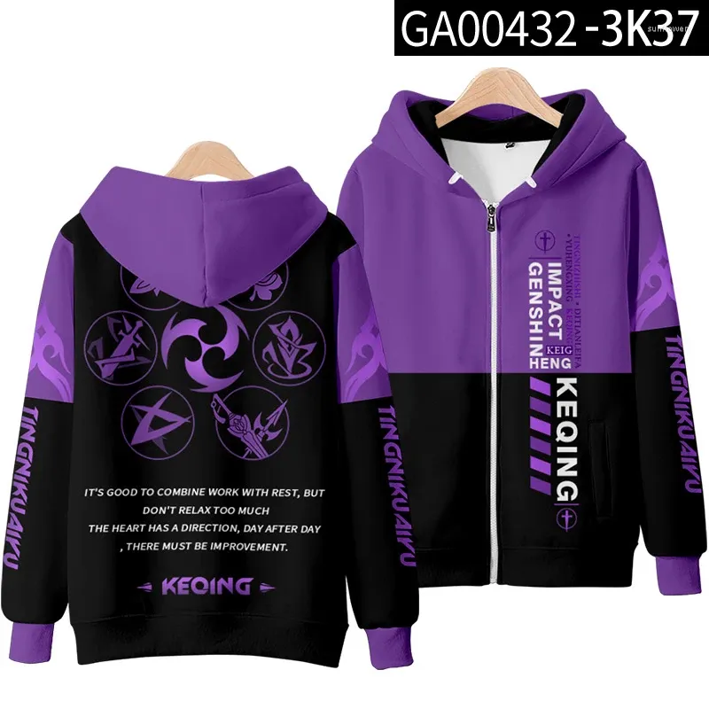 Women's Hoodies Genshin Impact Paimon Razor Keqing Klee Ganyu Cosplay Costume Autumn Winter Men Women Streetwear Zip Jackets Coats