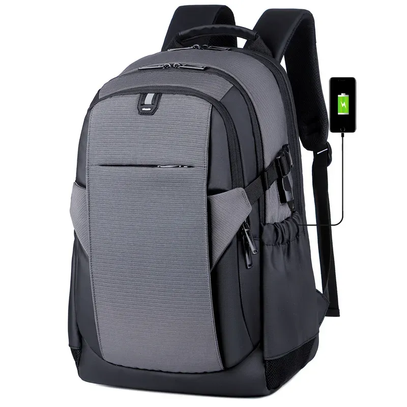 Ryggsäck flera fickor resväska för kvinnor män stor kapacitet affärsvattentät ryggsäck med USB -laddningsport 17 tum bärbar dator ryggsäck