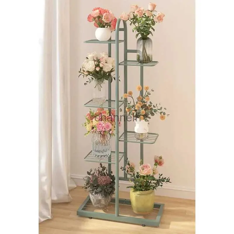 Altri edifici da giardino Scaffale per fiori Pavimento del soggiorno Scaffale di stoccaggio in ferro stand per piante all'aperto maceteros de madera maceteros para plantas de interior YQ240304