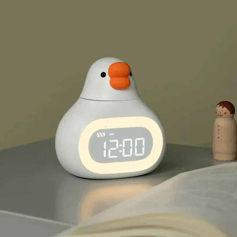 Nachtlampje Bluetooth Oplaadbare USB-wekker voor kinderen aan het bed Schattig Gans Digitale tafelklokken met timer Nachtlampje 240227