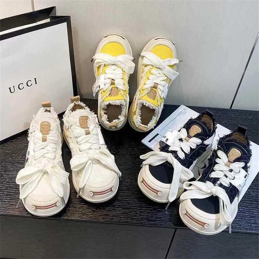 38% di SCONTO scarpe 2024 Tan Jiancis Stessa tela per le donne Nuova primavera e autunno Open Smile Beggar con la suola spessa Little White Sports Board Shoes