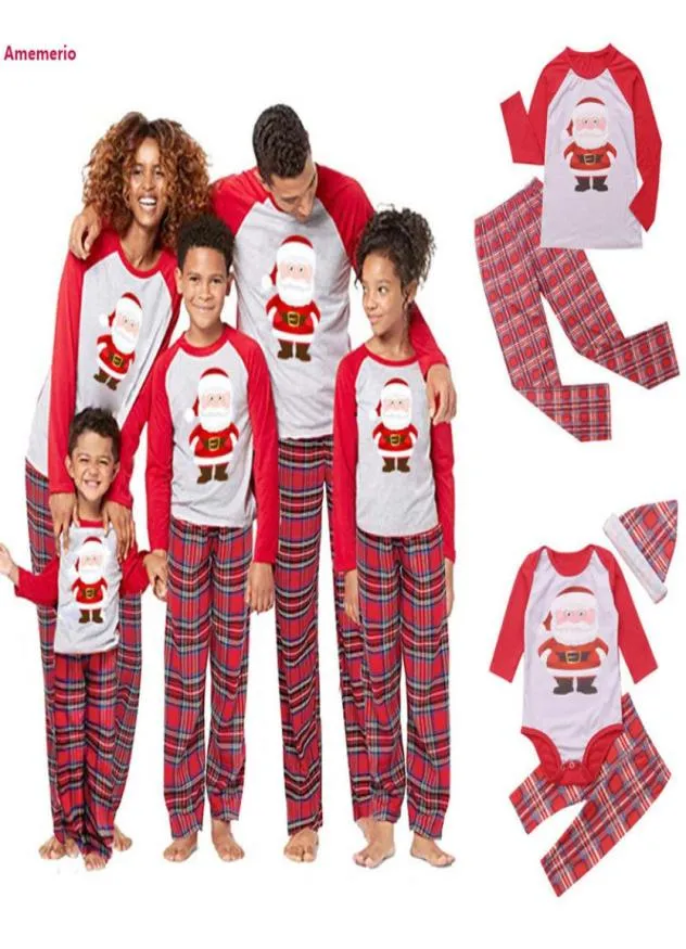 2020 Bijpassende familie-outfits Kerstpyjama PJ's Sets Kinderen Volwassen Nachtkleding Nachtkleding Kleding Familie Casual Kerstman Kledingset LJ2407603