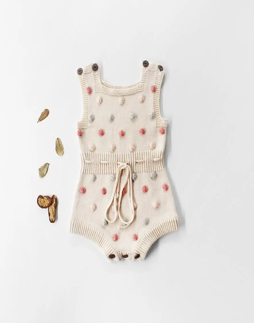 Toddler Baby Girls Rompers Jumpsuit INS New Autumn Infant Polka Dots Knitting Jacquard Vest Kids Girls Sweater Bodysuit Babies One5083255