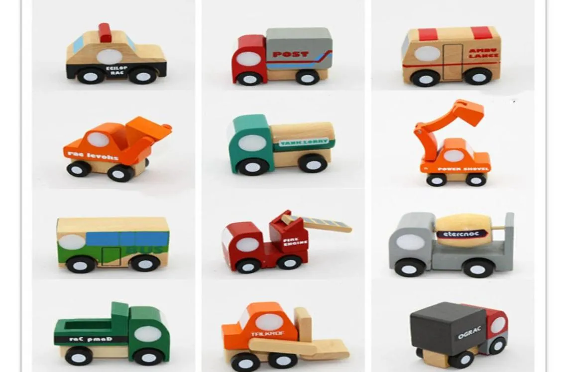 Söt mini olika träbil flygplan barn leksaker mjuk montessori trät barn fordons leksaker för barn pojkar flickor gåva 12 st5294107