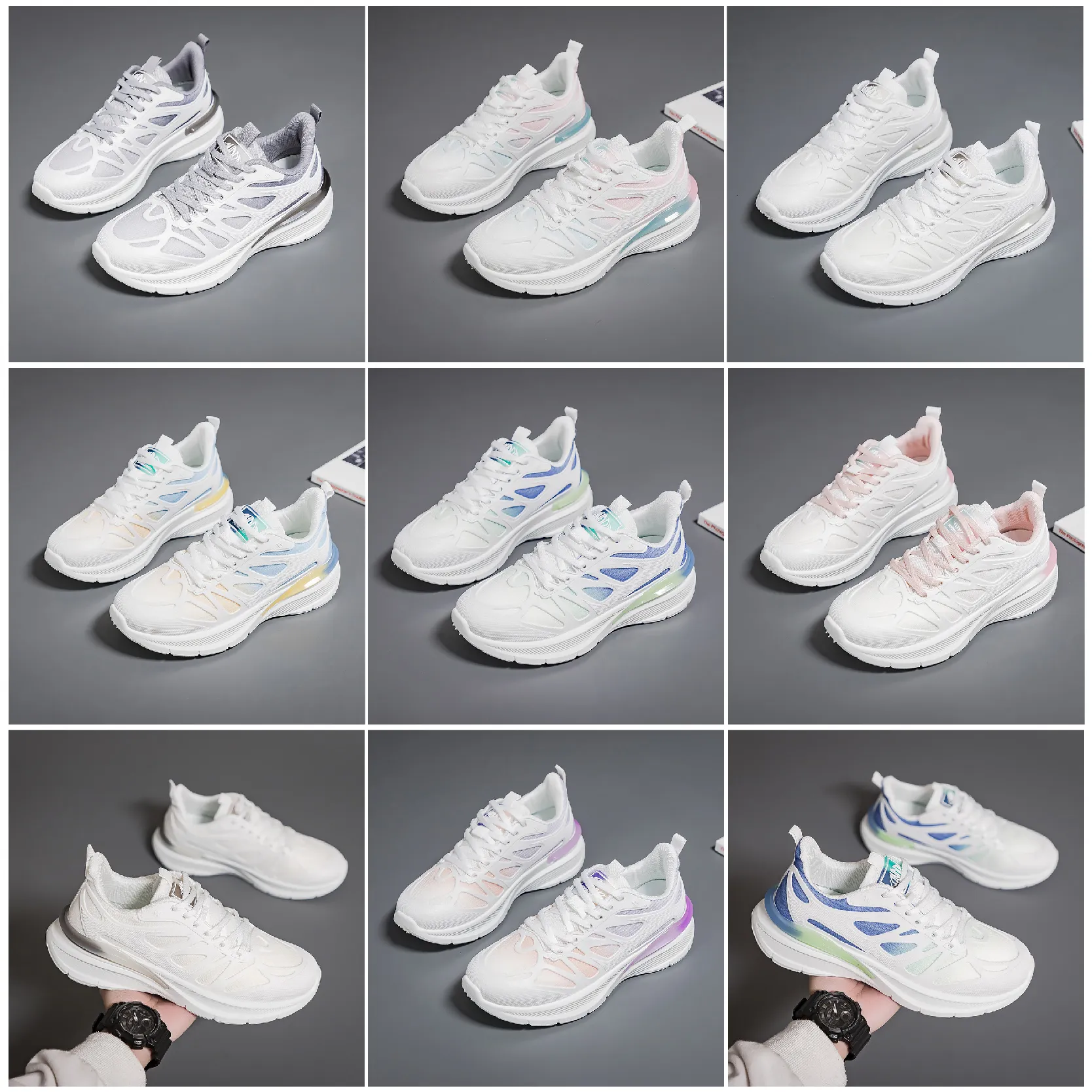 Sommarprodukt 2024 Designer Ny löpning för män Kvinnor Fashion Sneakers White Black Grey Pink Mesh-027 Surface Womens Outdoor Sports Trainers Sneaker 98 S