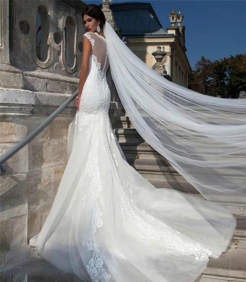 Einfacher langer Hochzeitsschleier mit Schnittkante, 1 Schicht, romantischer Brautschleier, Kathedralenlänge, 3 Meter, weicher Tüll für Brautkleid, Weiß, Elfenbein, wi2469954