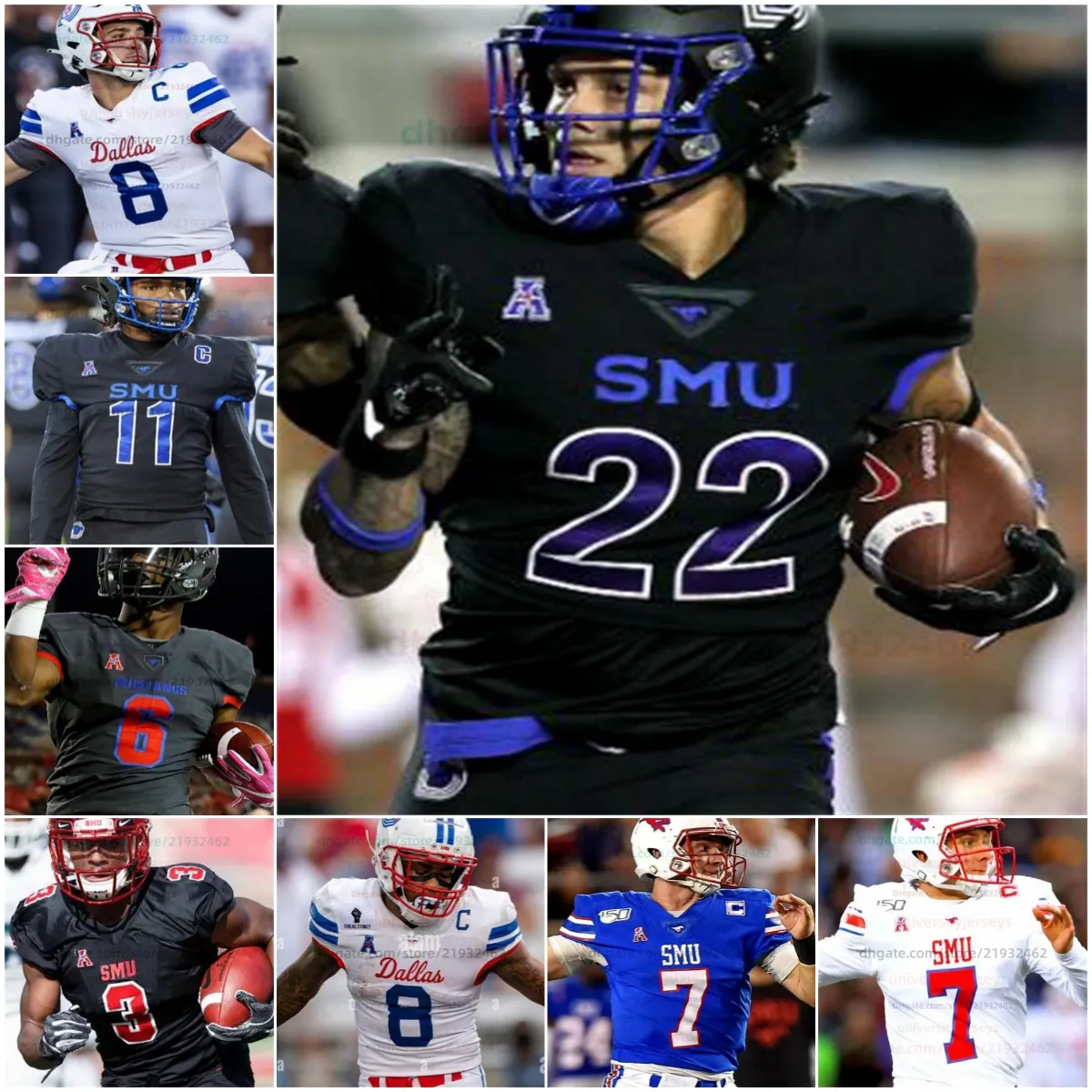 Custom Authentic SMU Mustangs Football Jerseys ANY NAME ANY NUMBER MENS WOMEN YOUTH ALL STITCHED Delontae Scott Demerick Gary Turner Coxe Myron Gailliard