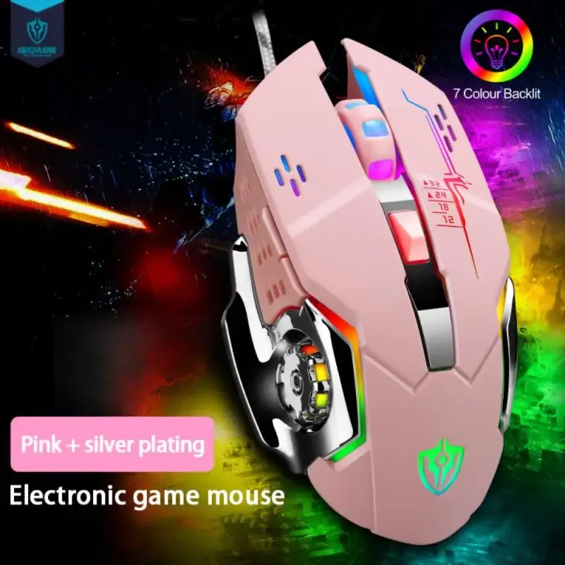 Мышь игровая мышь проводная геймерская мышь 6 кнопок светящаяся киберспортивная механическая мышь для программирования макросов USB мышь для компьютера, ПК, ноутбука, игр