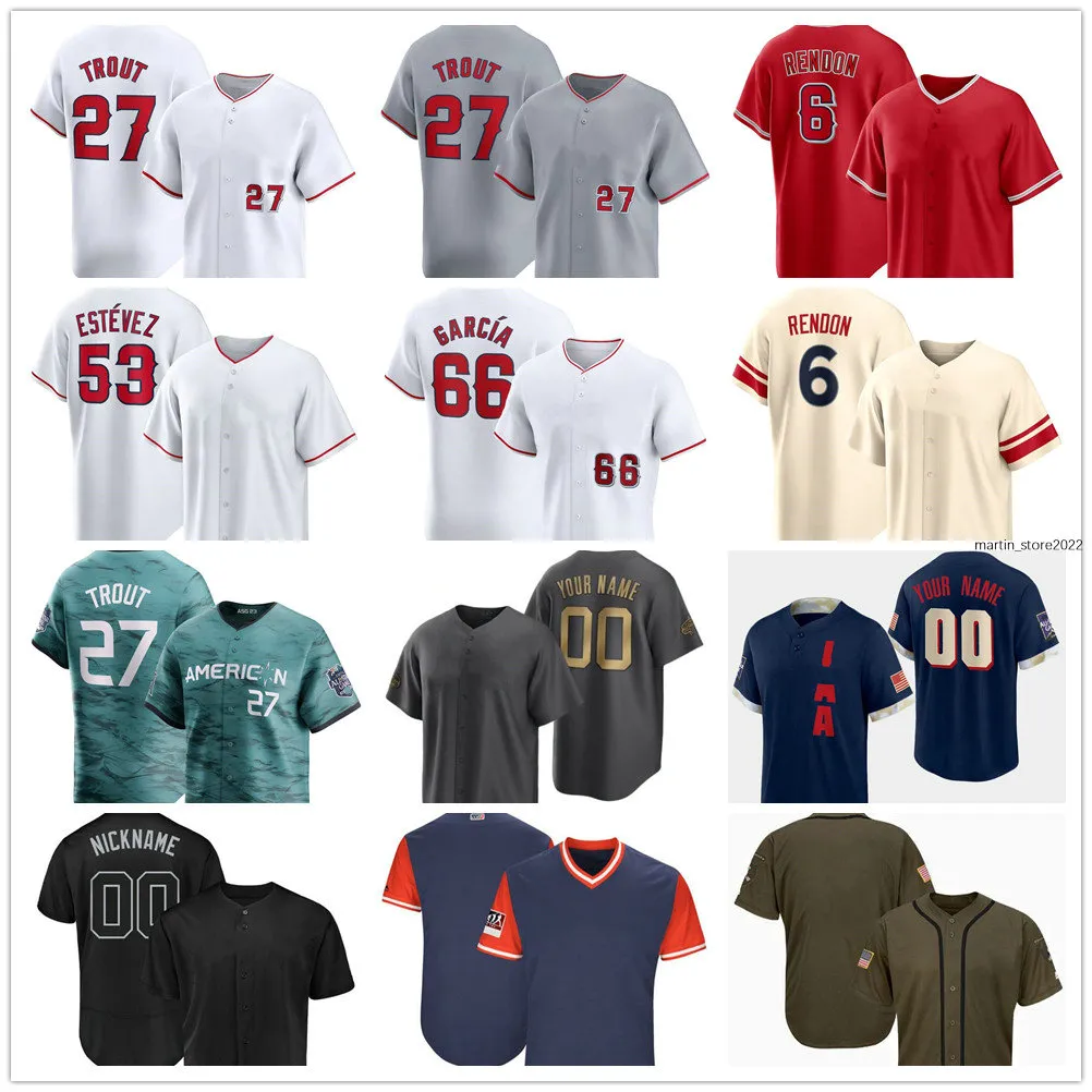 Genähtes 2024 Baseball-Trikot 27 Mike Trout 3 Taylor Ward 6 Anthony Rendon 54 Jose Suarez 66 Luis Garcia 53 Carlos Estevez 43 Patrick Sandoval 14 Tyler Wade Logan O'Hoppe