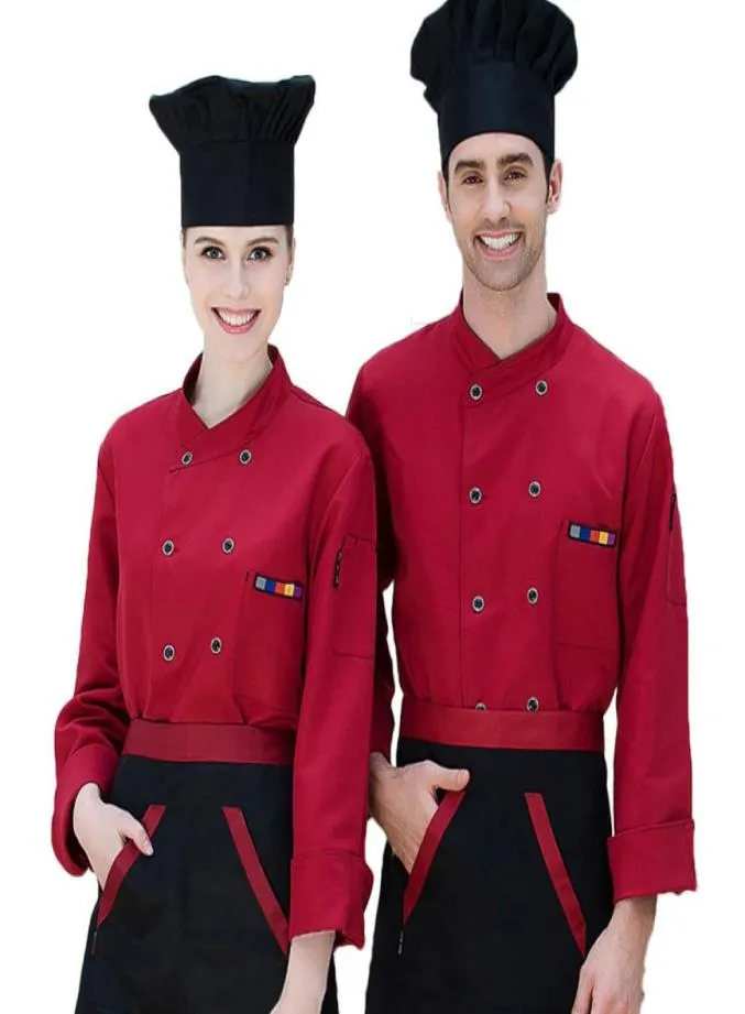 Chef039s Uniformi Manica lunga Abbigliamento da cuoco Uniforme Ristorante Cucina Cappotto da cucina Cameriere Giacche da lavoro Uniforme professionale 8341348