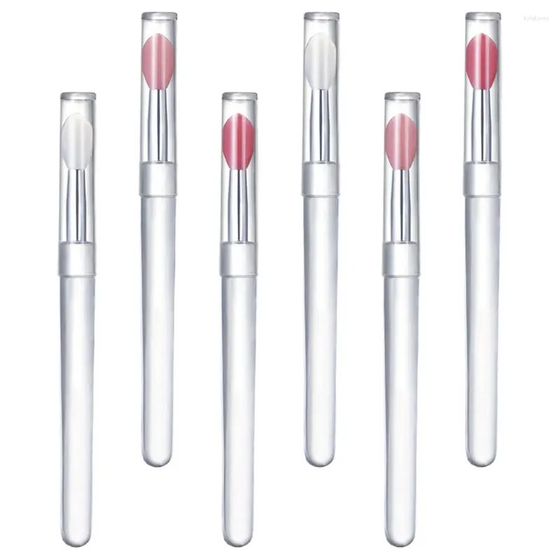 Makeup Brushes 6 Pcs Make Up Tools Lip Brush For Lipstick Silicone Scrubber Applicator Wands Aluminum Tube