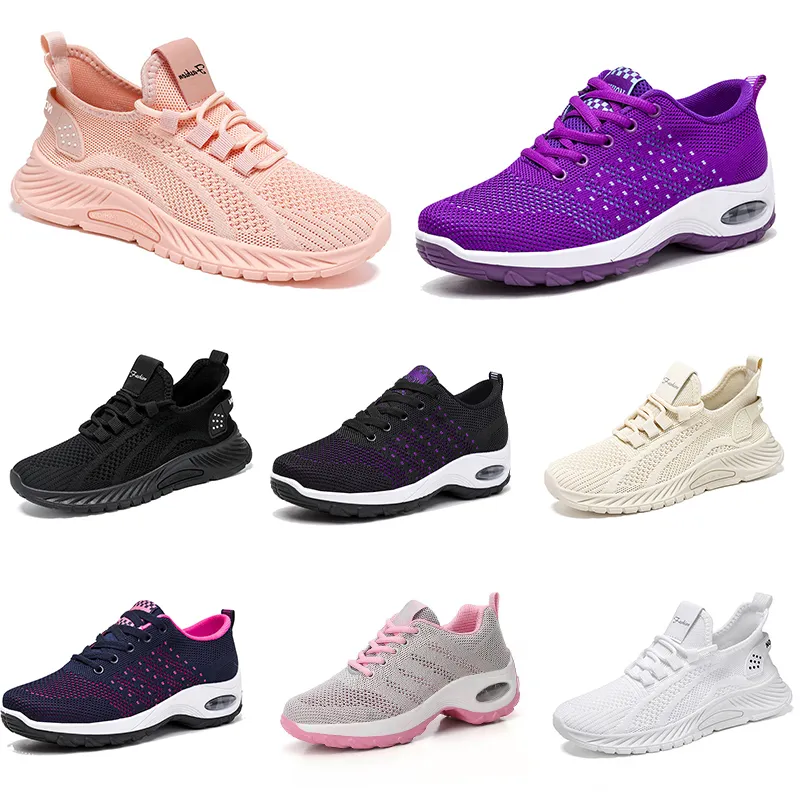 Nouveaux hommes femmes chaussures randonnée course chaussures plates semelle souple mode violet blanc noir sport confortable blocage de couleur Q99 GAI