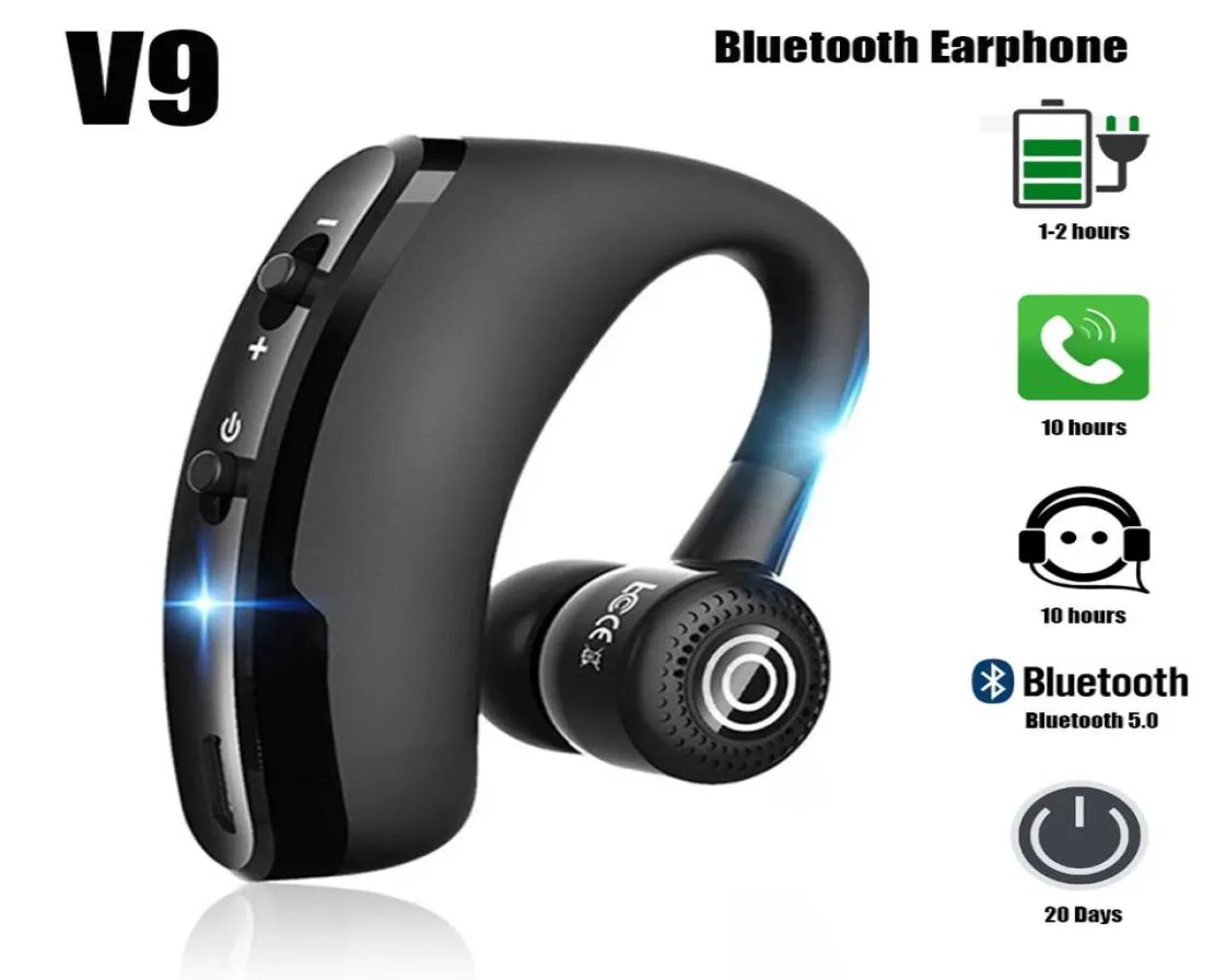 V9 V8 EARPHONES Bluetooth Hörlurar Händer Trådlöst headset Business Headsets Drive Call Sports Earuds9011078