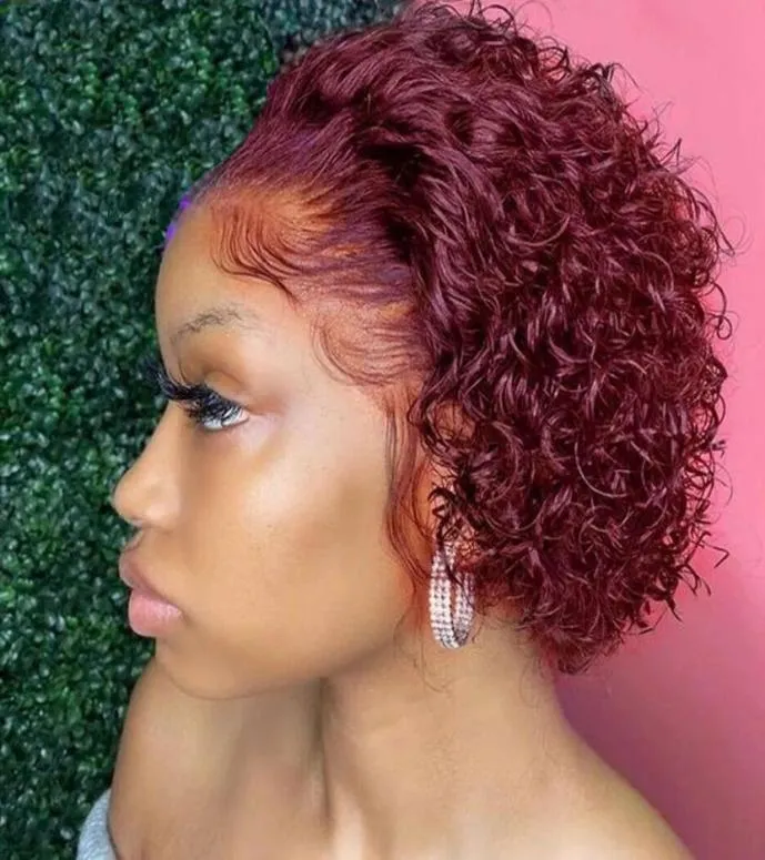 2021 Promoção Whole Low Pixie Curly Lace Frontal Wig Fornecedor Todo e Varejo Cabelo Humano Virgem Qualidade Superior Availa6351737