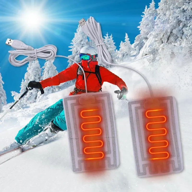 Alfombras 1 par de almohadilla de tela de fibra de carbono impermeable USB guantes calentados calentador eléctrico almohadillas de chaqueta potable para clima frío