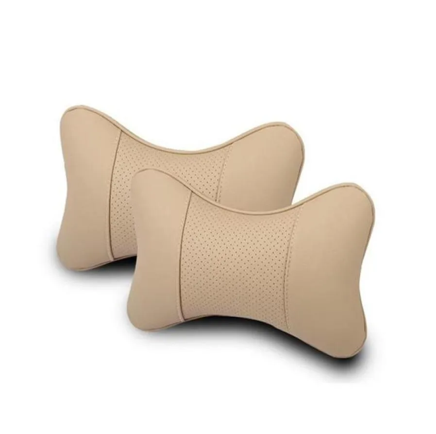 2 uds asiento de coche de cuero auténtico cojín para el cuello almohada reposacabezas de coche apto para Ford Car6416336