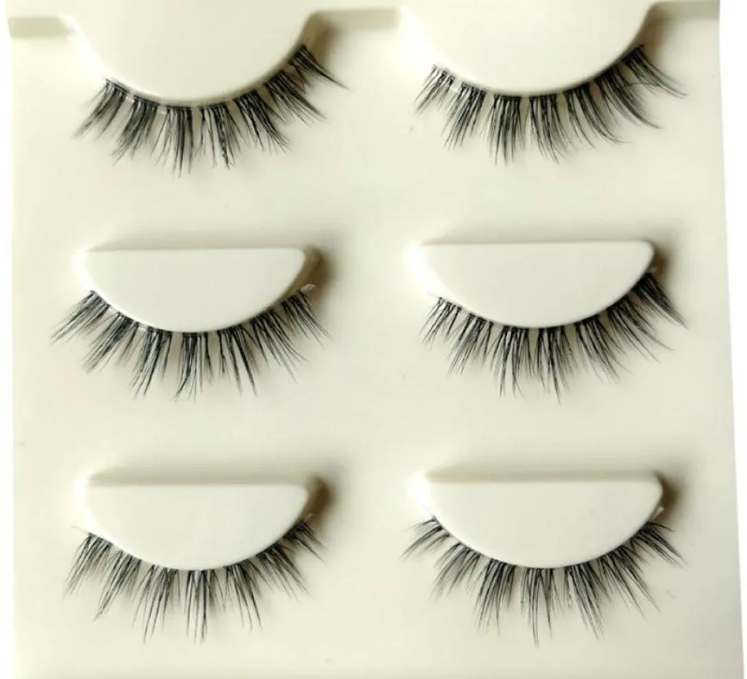 False Eyelashes 3pair Invisible Band Transparent 3D Lashes Natural Long Wispy2331149