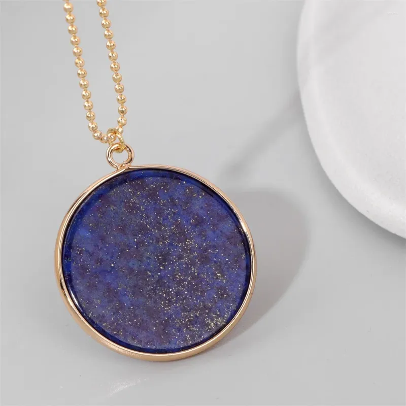 Pendant Necklaces Round Lapis Lazuli Necklace Natural Stone Square Hexagonal Prism Moon Shape Charm For Women Men Friends Gifts