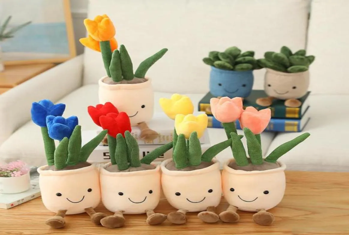 Réaliste tulipe plante à viande en peluche jouet en peluche doux livresh poupée décorative créative fleurs en pot jeter oreiller enfants cadeau 2039827774