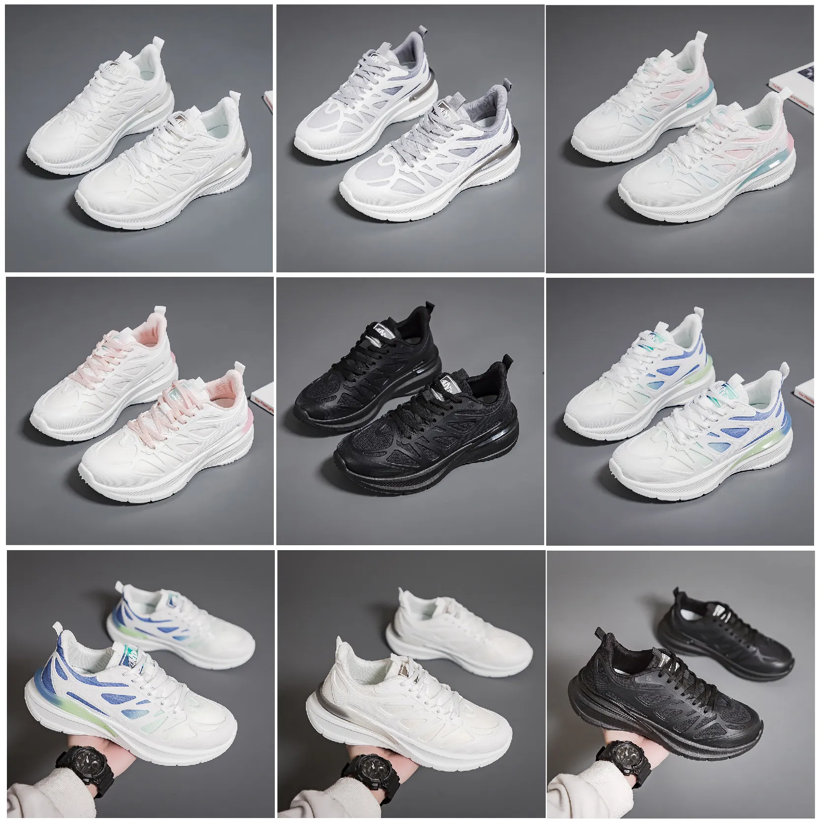 Ürün 2024 Yaz Koşuyor Erkekler İçin Yeni Tasarımcı Kadın Moda Sabahları Beyaz Siyah Pembe Mesh-01552 Yüzey Kadın Açık Hava Spor Eğitmenleri Gai Sneaker Ayakkabıları 5 S